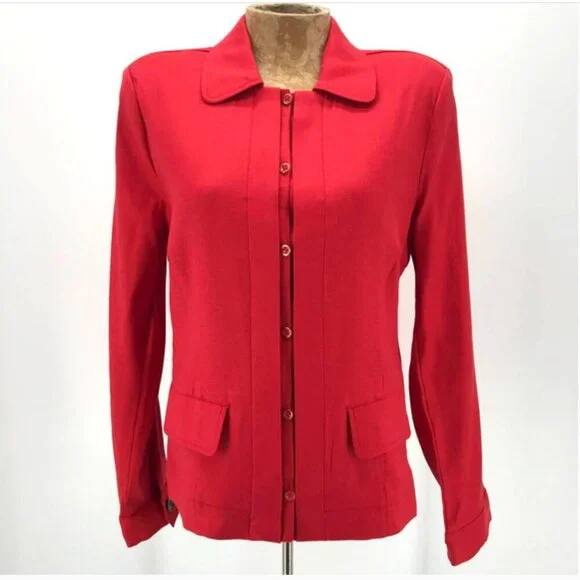 CAbi‎ 5472 Valentine Jacket Sz M Red Linen Blend - Picture 2 of 9